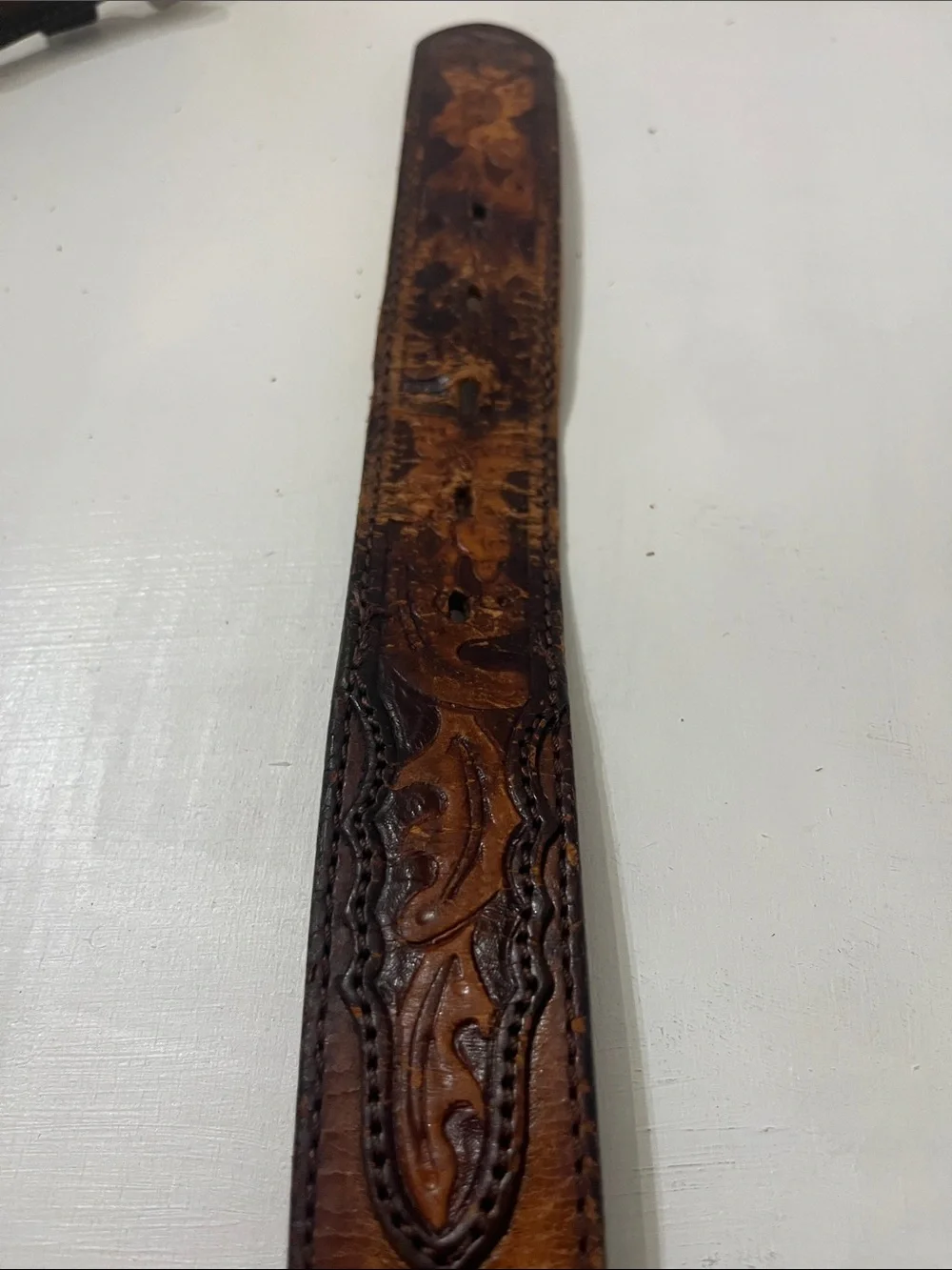 Vintage Leather Belt Tooled